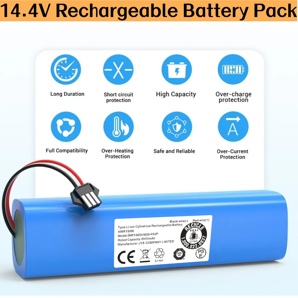 Original Rechargeable Lithium Battery Pack for Xiaomi Roidmi Eve Plus Robot Vacuum Cleaner Repair Replacement Accessories.
