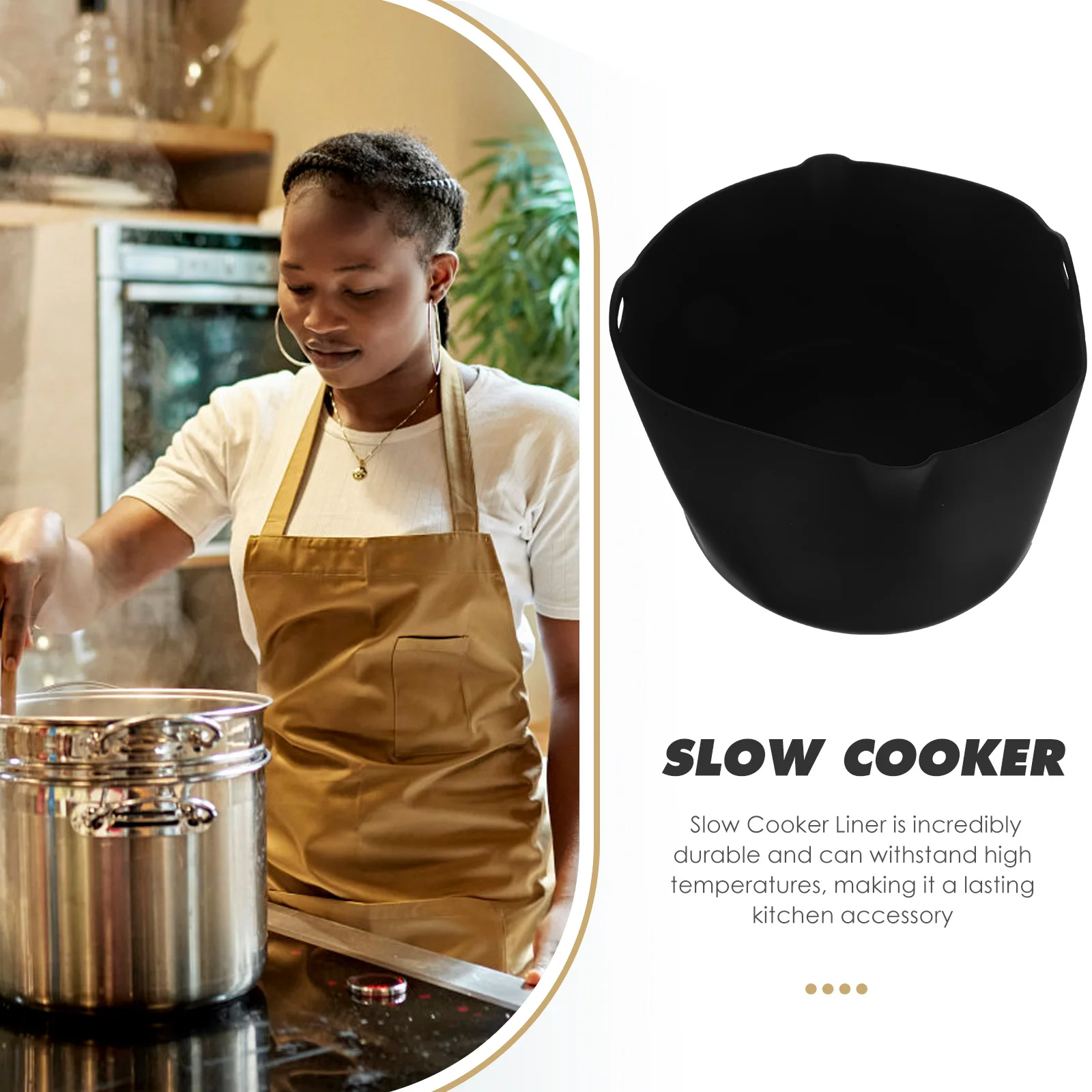 

Silicone Slow Liner 7qt Black Silicone Bowl Food Grade Reusable Kitchen Pot Bowl Insert Divider MultiUse Accessories