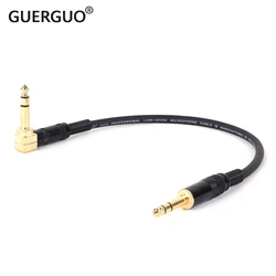 0.3M-15M Gold-Plated 6.35mm Male-to-Male 90 Degree Elbow to Straight Dual-Channel Stereo 1/4 TRS Musical Instrument Guitar Cable