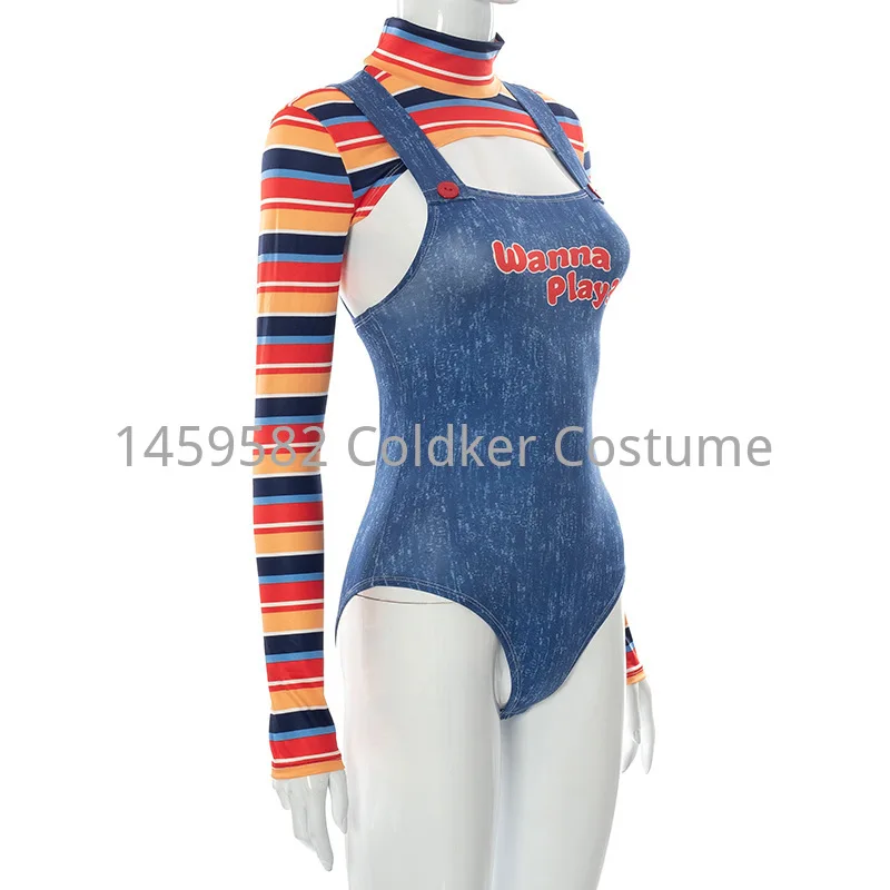 Ensemble deux pièces planchers y Nightmare Killer Butter pour femme, Wanna Play Movie, Rick Drum Suit, Chucky Butter Costume, Cosplay Jumpsuit