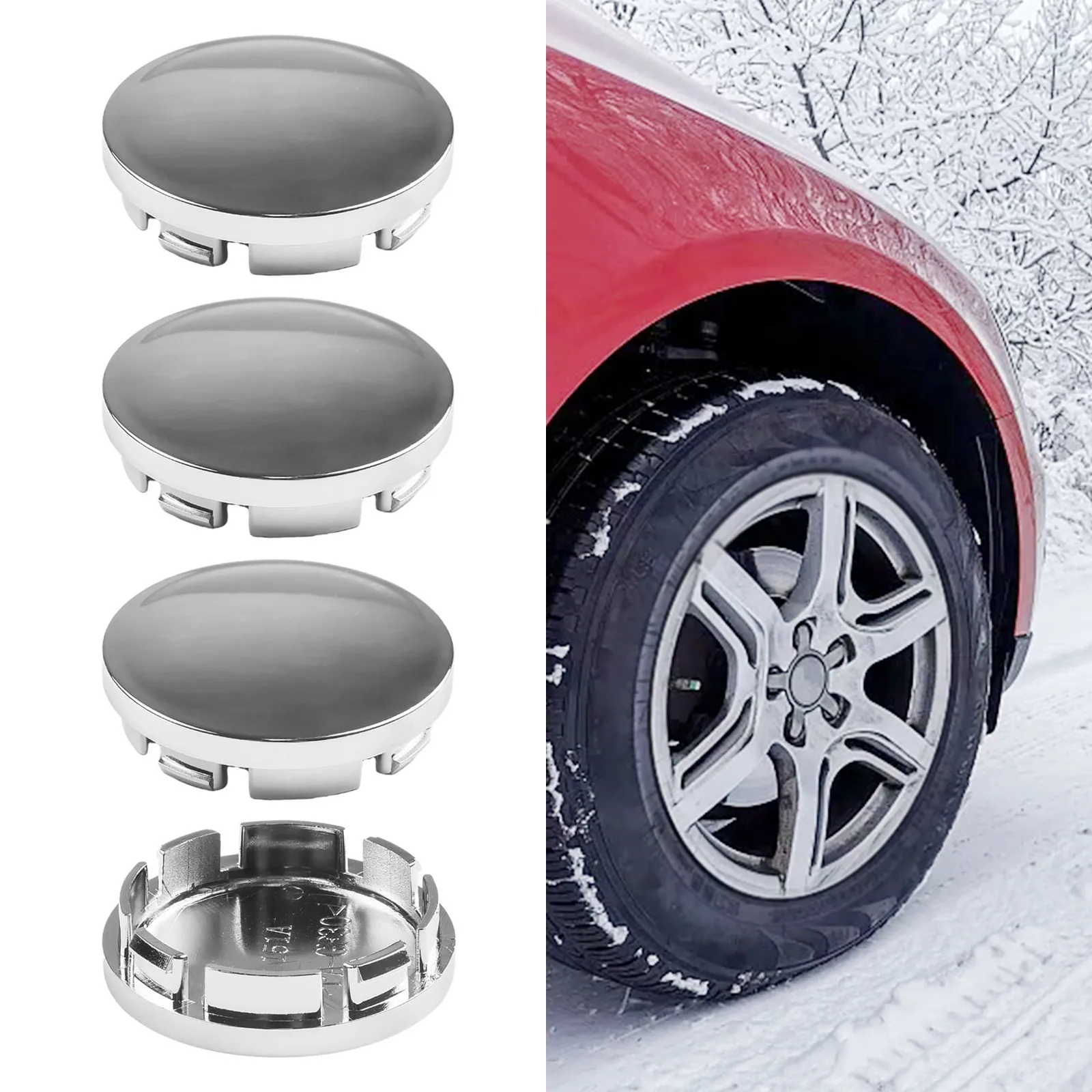 4pcs Car Wheel Cap Center Hub ABS Chrome 56mm TyreRim Hub Cap Cover Universal Auto Tyre Exterior Protection Accessories