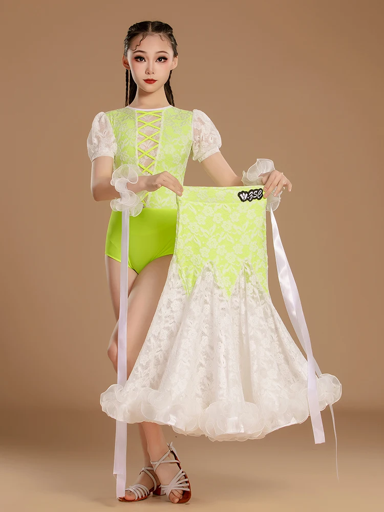 モダンダンス衣装新しい社交ダンススカートセット女の子子供の社交ダンス練習ドレス