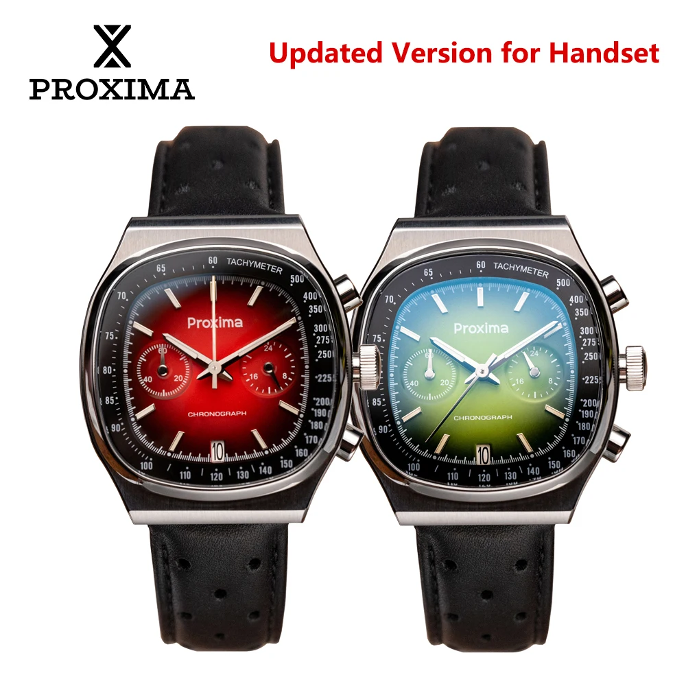 Proxima PX1734 Retro Quartz Chronograph Men Watches Sapphire Glass Enamel Dial Stainless Steel Fashion Dress Wristwatch