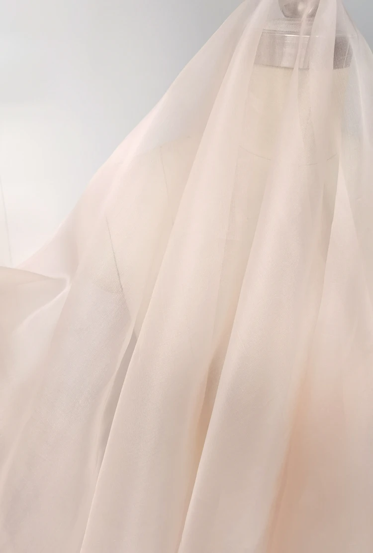 45'' / 55'' breit pro Meter steif geformte Hochzeitsgaze aus schlichter, natürlicher Organza-Stoff aus reiner Seide – Detail 17