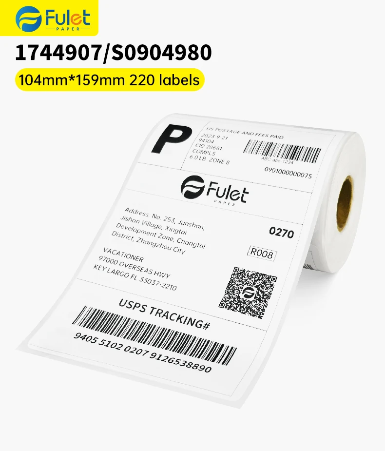 Compatible Dymo LabelWriter Extra Large Shipping Labels 1744907 S0904980 104x159 mm 220 Labels Per Roll (Not for Dymo 5XL / 550)