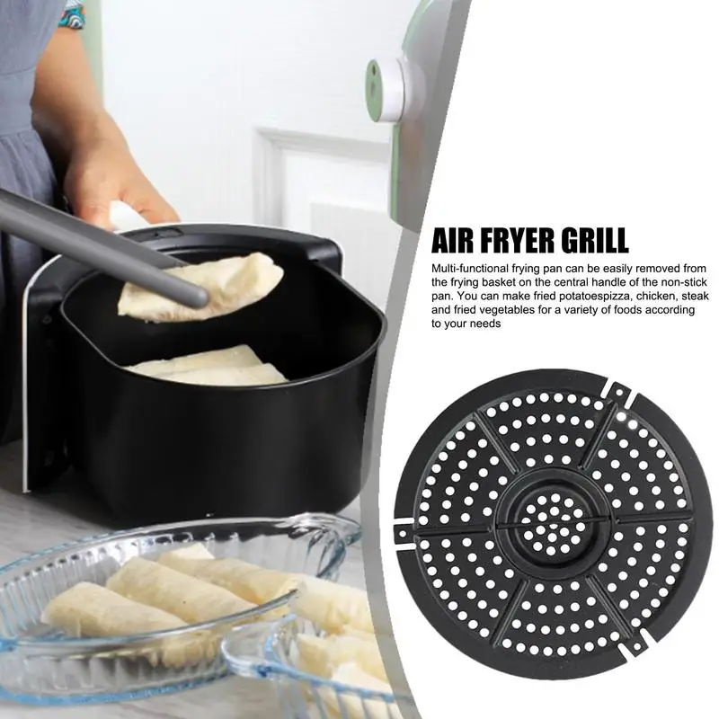 Round Air Fryer Grill Tray Nonstick Air Fryer Steaming Roasting Rack Plate Liners BBQ Meat Fish Chicken Vegetable Steamer Grid