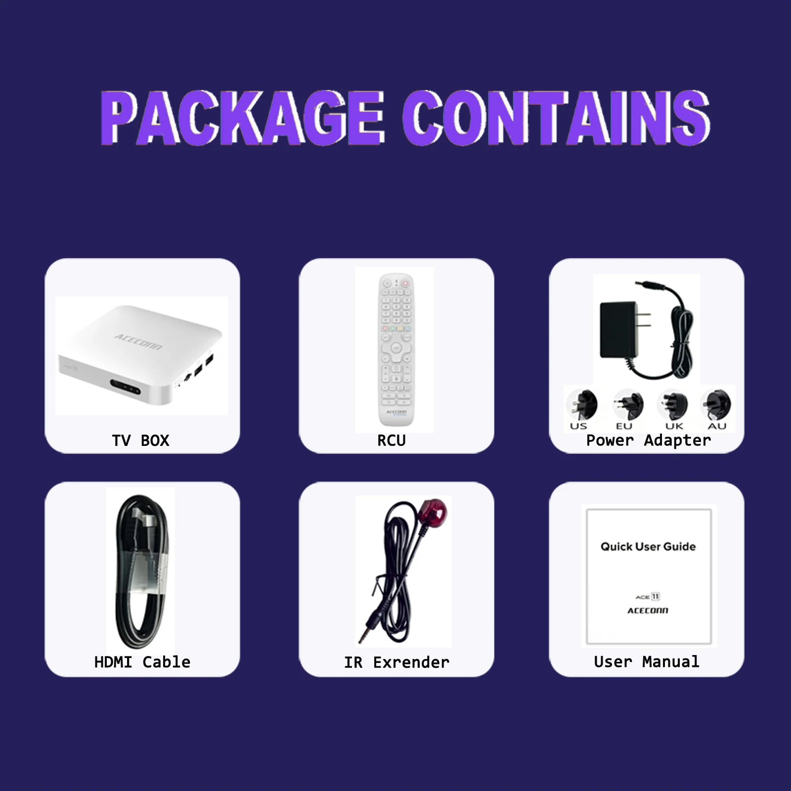 ACECONN ACE11 Iptv-abonnement online TV Box Streaming Box 2G 32GB Dualband WiFi LAN-poort BT Auto Learning Hotkeys Remote Backlight