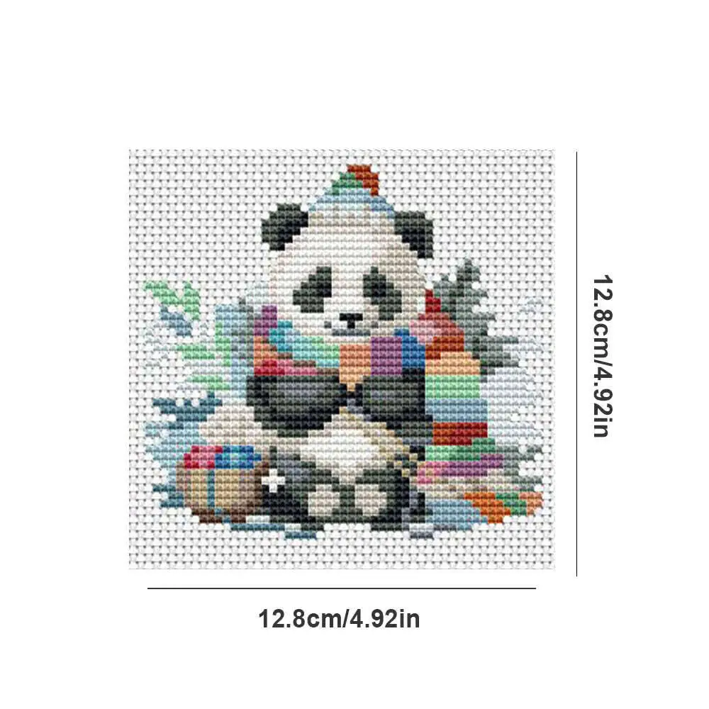 12Pcs Winter Cross Stitch Set Dog Animal 11Ct Printed Fabric Embroidery Kit Wolf Needlework Decorative Paintings Wall Stickers