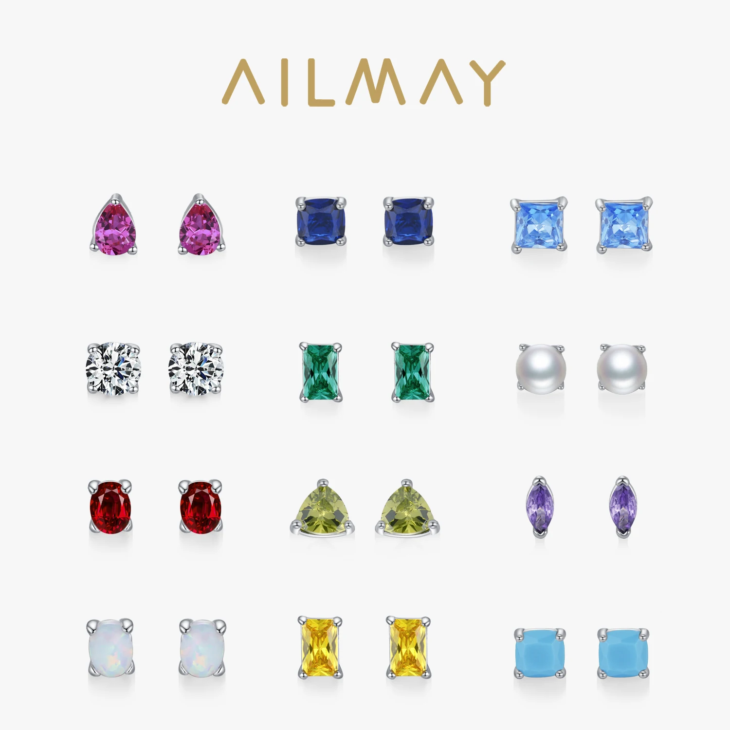 Ailmay 925 Sterling Silver Colourful December Birthstone Stud Earrings For Women's Everyday, Vacation And Dating Wear