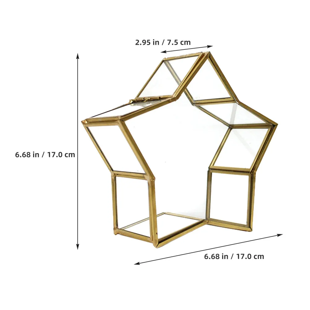 Star Shaped Glass Jewelry Box with Lid Elegant Transparent Display Case for Small Accessories Origami Wishing Bottle Memory Jar