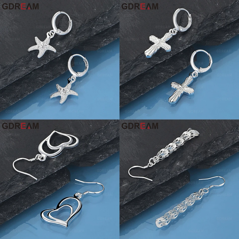 

GDREAM 925 Sterling Silver Refraction Reflective Cross Earrings Fashionable Commuter Personality Ladies Gift Jewelry