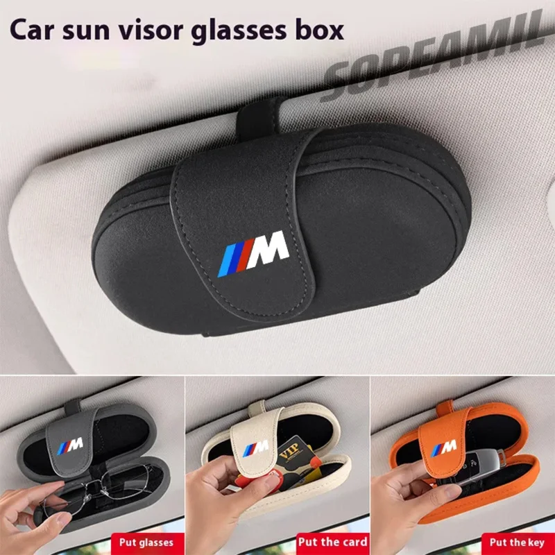 

Car Suede Sunglasses Box Eyeglasses Storage Box Visor Glasses Clip BMW M X1 X3 X4 X5 X7 E39 E46 E60 E90 F10 F15 F20 F30 G20 G30