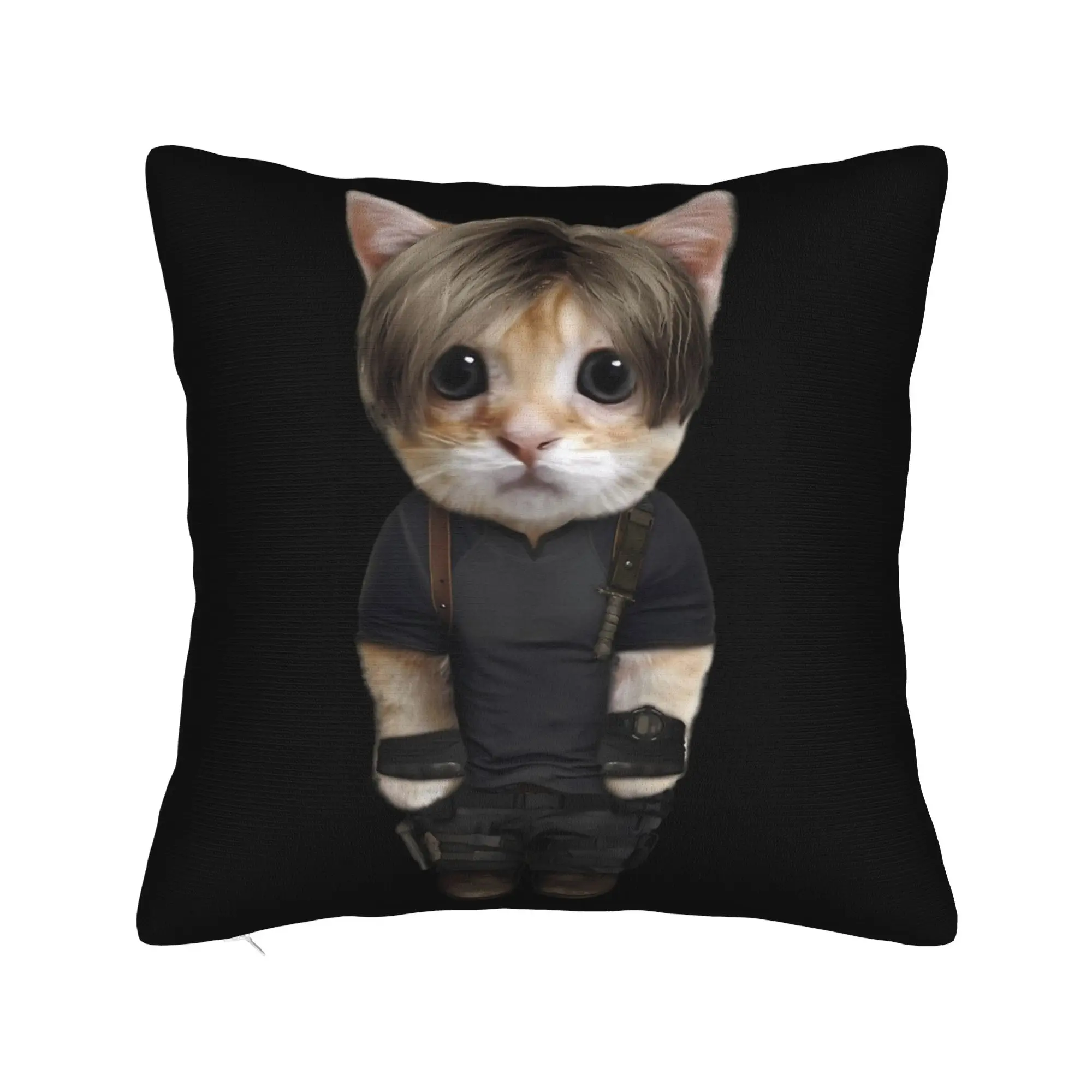 Leon S. Kennedy Kitty Pillowcase Printed Fabric Cushion Cover Decorations  Pillow Case Cover Home Zippered 18