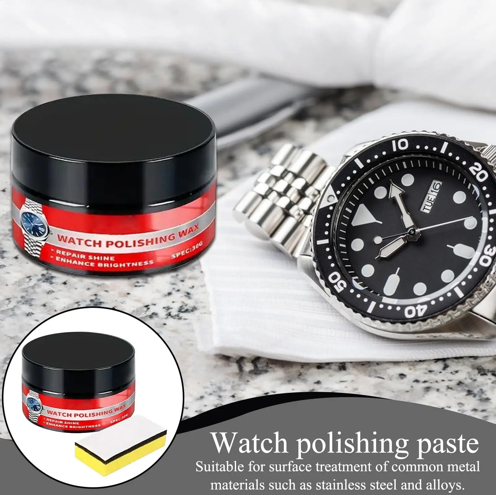 

Watch Crystal Polishing Kit Repair Tools Scratch Removal with Sponge Strap and Screen Scratch Repair for Restores Gloss Glass