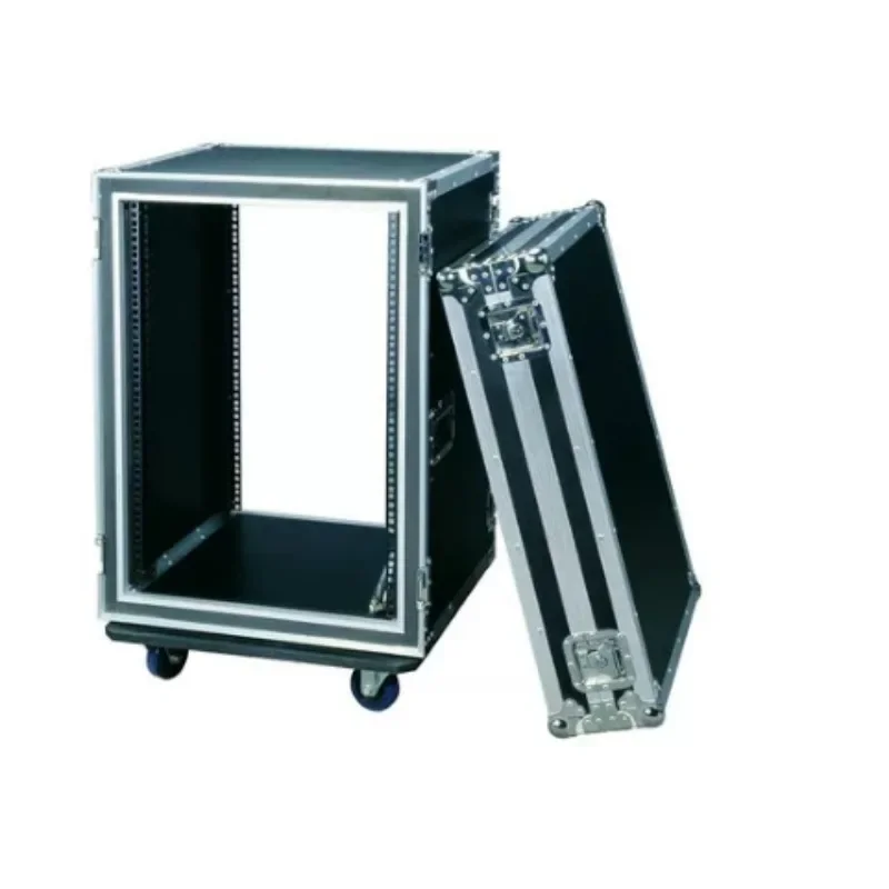 16U 2-Door Shockproof Flight Case Rack 72cm Height, Heavy Duty Touring Rack