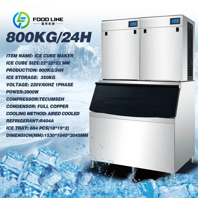 Customized High Capacity Commercial Ice Cube Machine, Professional Stainless Steel Ice Maker for Food Beverage Industry Use