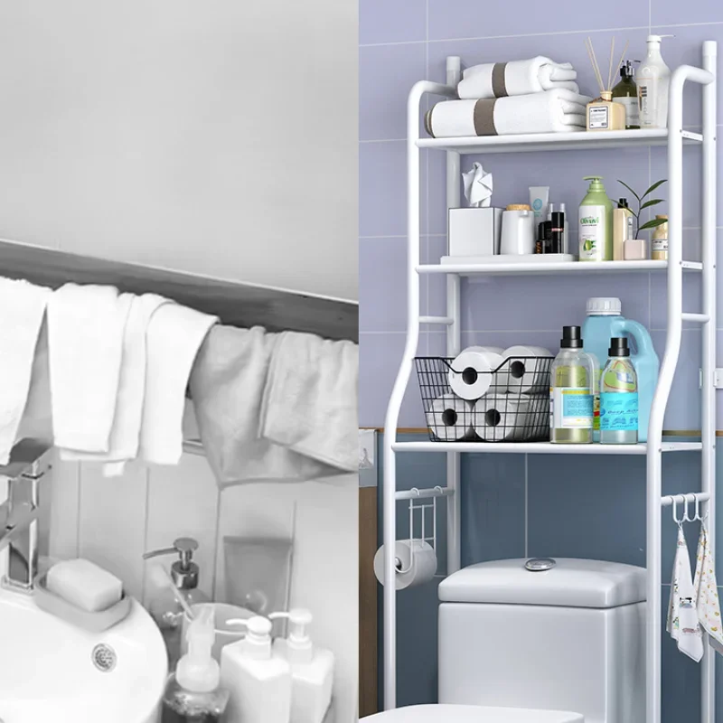 Bathroom Toilet Storage Rack Floor to Floor Toilet Rack Washroom Punching Free Washing Machine Basin Storage Rack