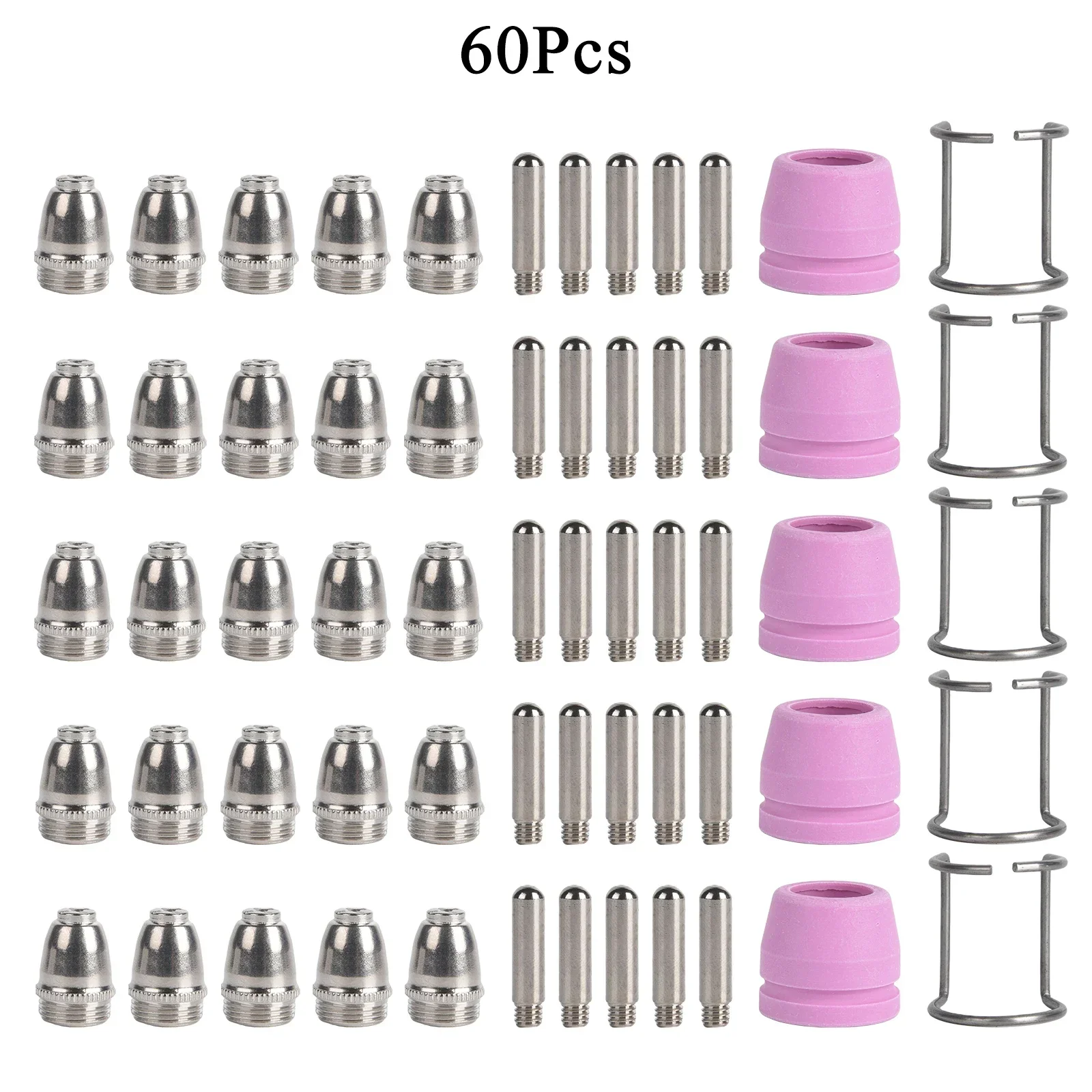 60Pcs Plasma Cutter Torch Consumables Nozzles Tips Kit Fit SG-55 AG-60 40/50/78 Amp