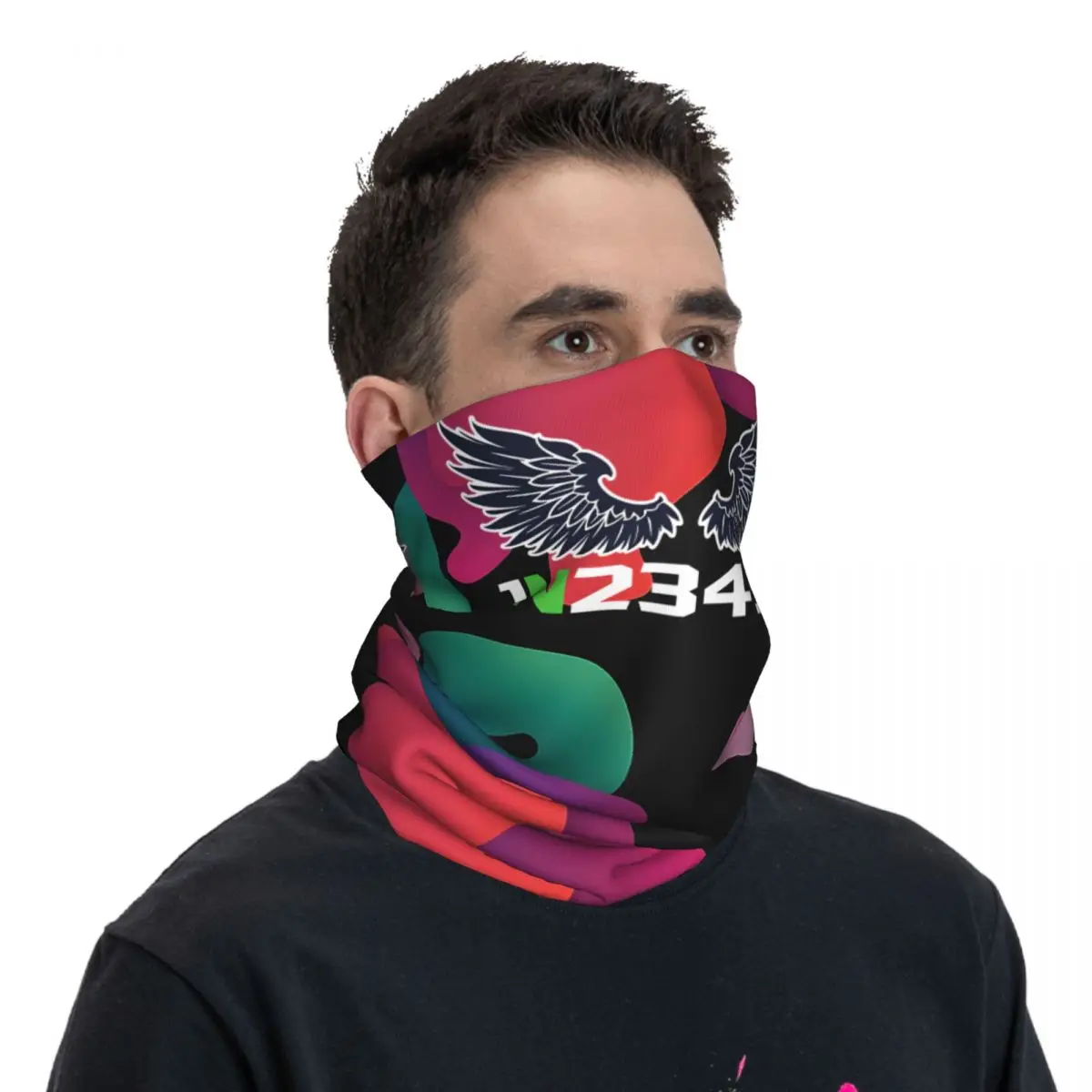 1N23456 Angel Two Sides 1n23456 Bandana Neck Gaiter Printed Motorcycle Club Face Mask Multi-use Balaclava Cycling Unisex Adult