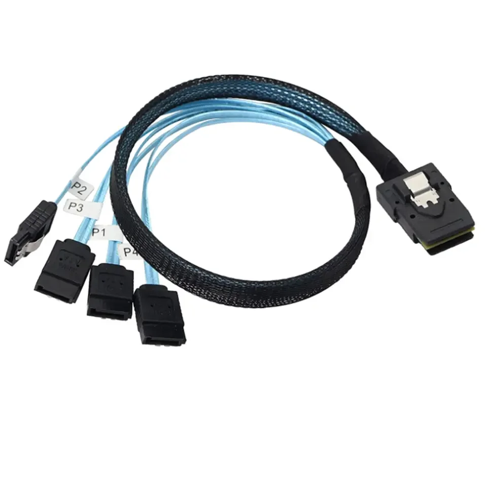 

2pcs Mini SAS Host Controller 36Pin (SFF-8087) Male to 4 SATA Target Backplane 7Pin Female Cable