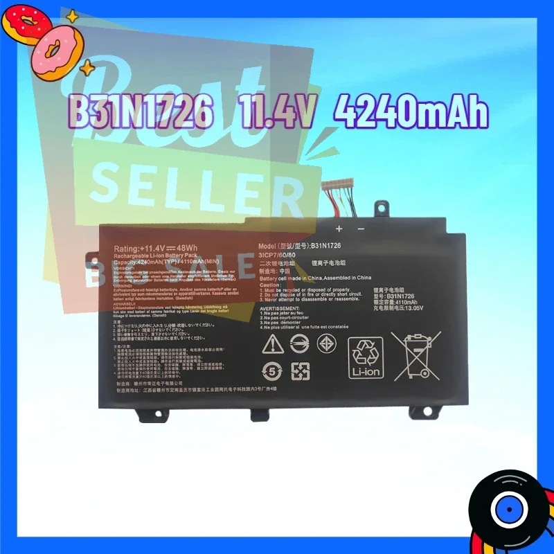 بطارية 11.4V4240mAh B31N1726 لبطارية الكمبيوتر المحمول ASUS FX80GE/GM FX86FE/FM FX504 FX505 #1