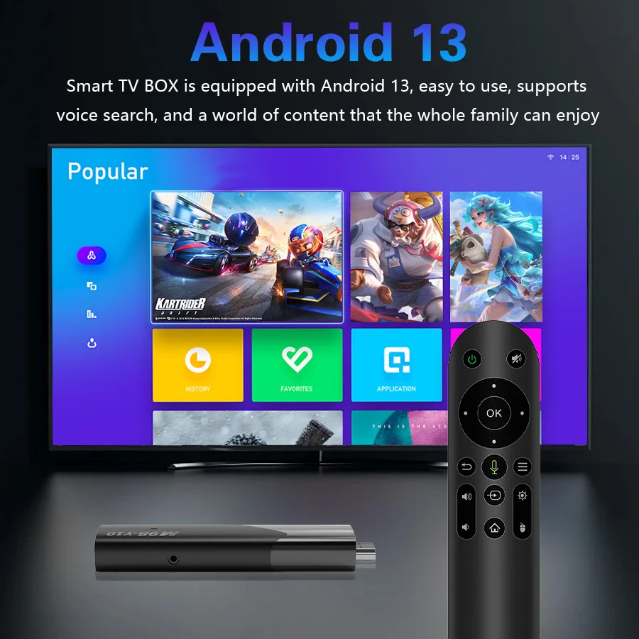 Android TV Box M98-Y10 ATV Smart Android 13 TV Stick H618 2.4G 5G