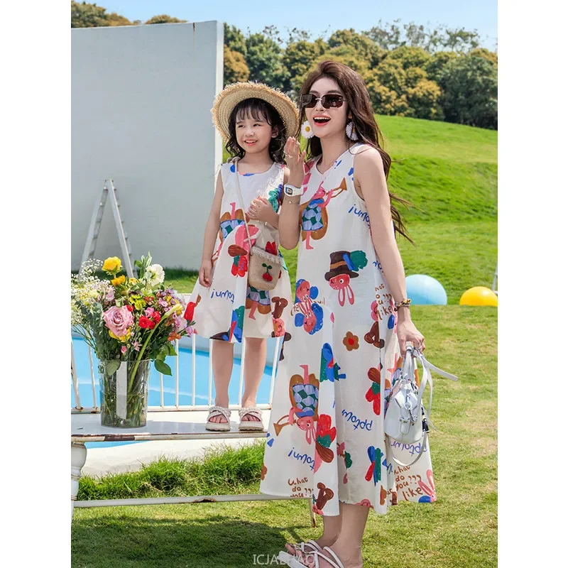 

Couple Look Family Matching Outfits Parent-child Clothes Mother DaughterVacation Area Sleeveless Dress Father Son Beach Shirts