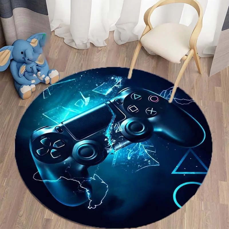 Alfombra redonda antideslizante de Anime Gamer Controller para niños, alfombrillas de suelo para sala de estar, decoración del hogar, dormitorio