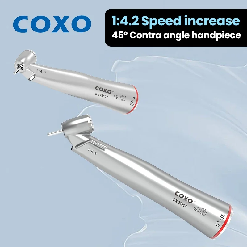 

COXO CX235-C7 3S 45° 4 Hole Water Coolant Contra Angle Air Turbine - Handpiece for Dental Tooth Whitening and Extraction Tools