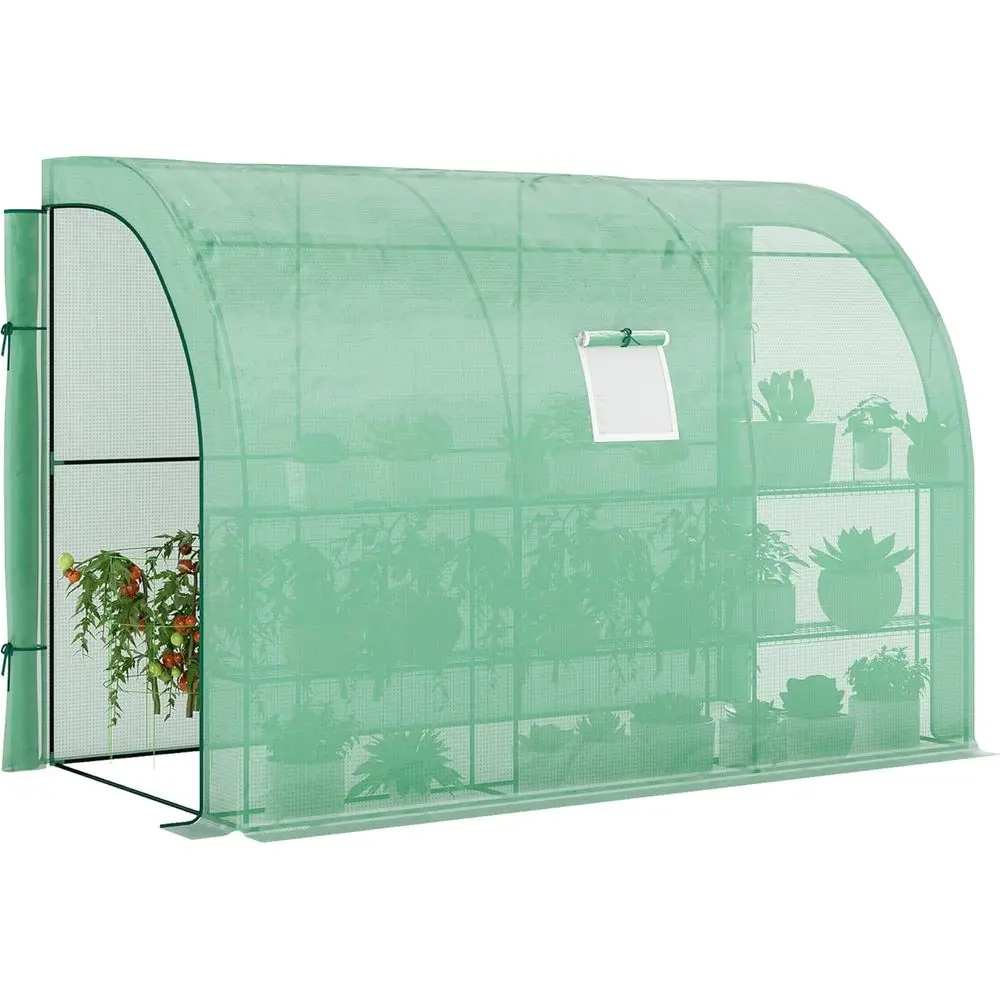 

Теплица-оранжерея 3х1,5х2,1 м с 2 раздвижными дверями, покрытием из полиэтилена, 3 проволочными полками, зеленая