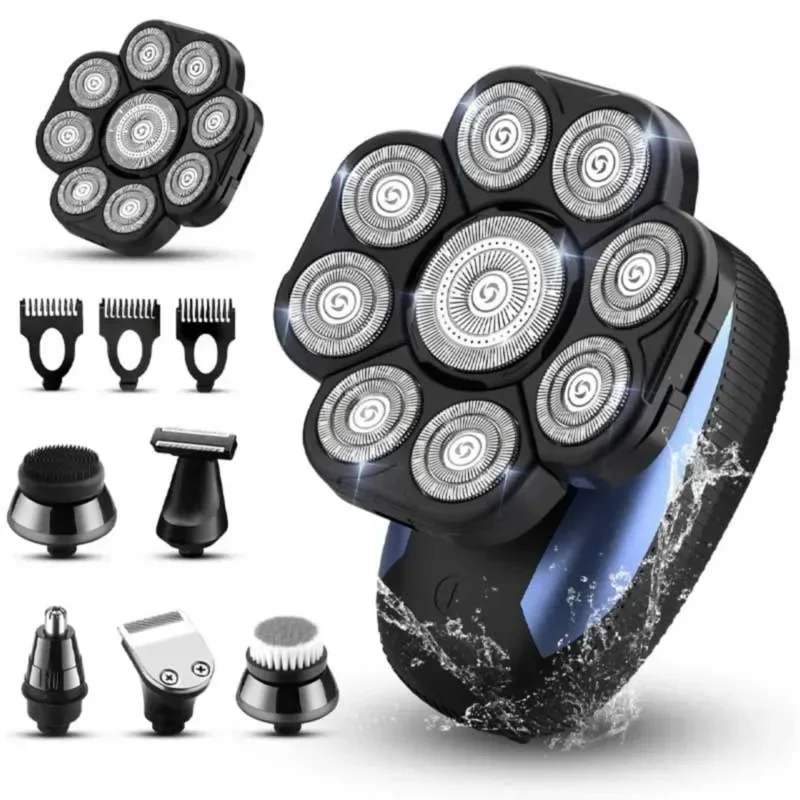 

Водонепроницаемый USB перезаряжаемый триммер для лысины с триммером для носа 9D электробритва 6 в 1, многофункциональный мужской набор для бритья