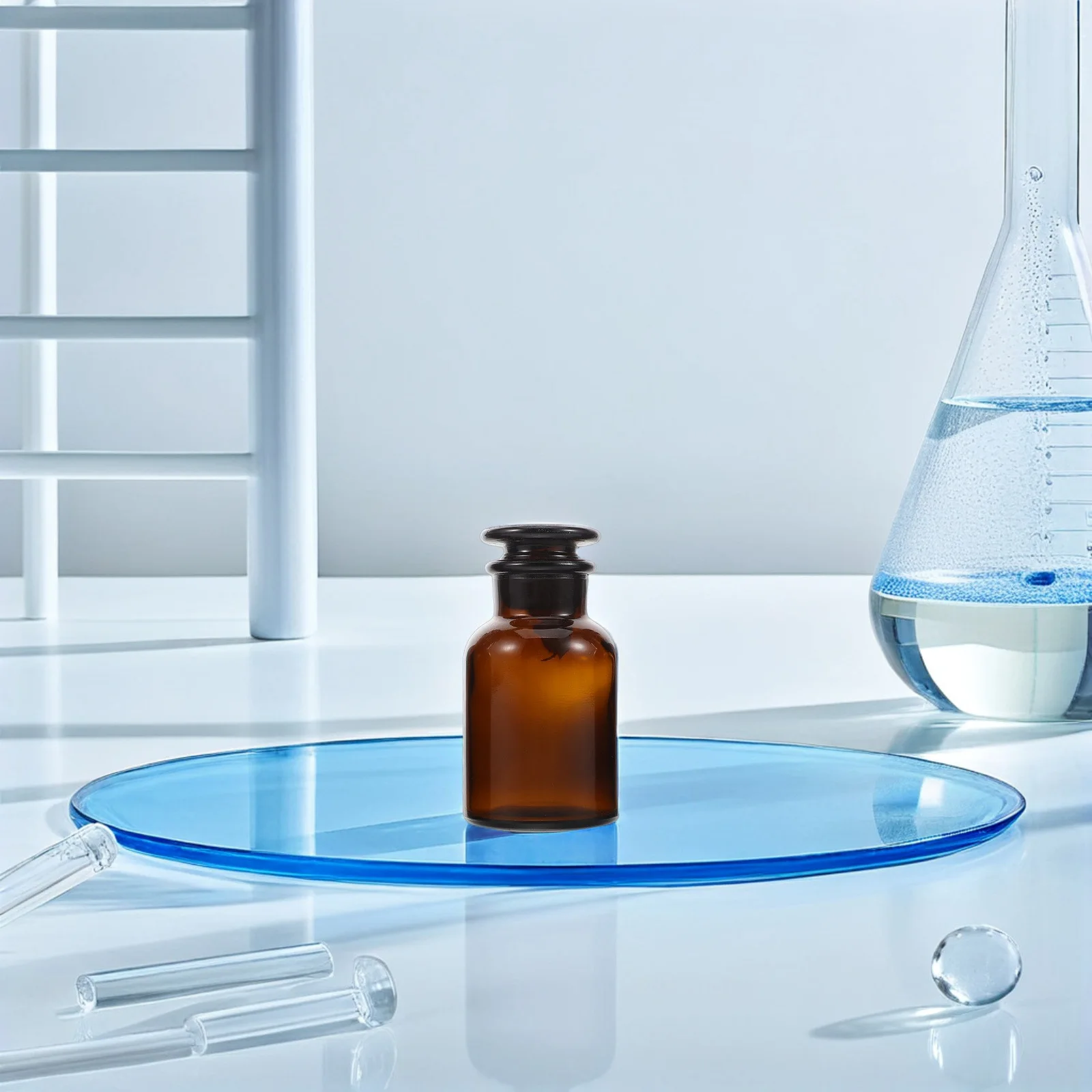 Bouteille de réactif marron à large bouche, compte-gouttes en verre de laboratoire, joint hermétique, stockage de produits chimiques, Protection Uv, petit récipient d'échantillon 3 pièces