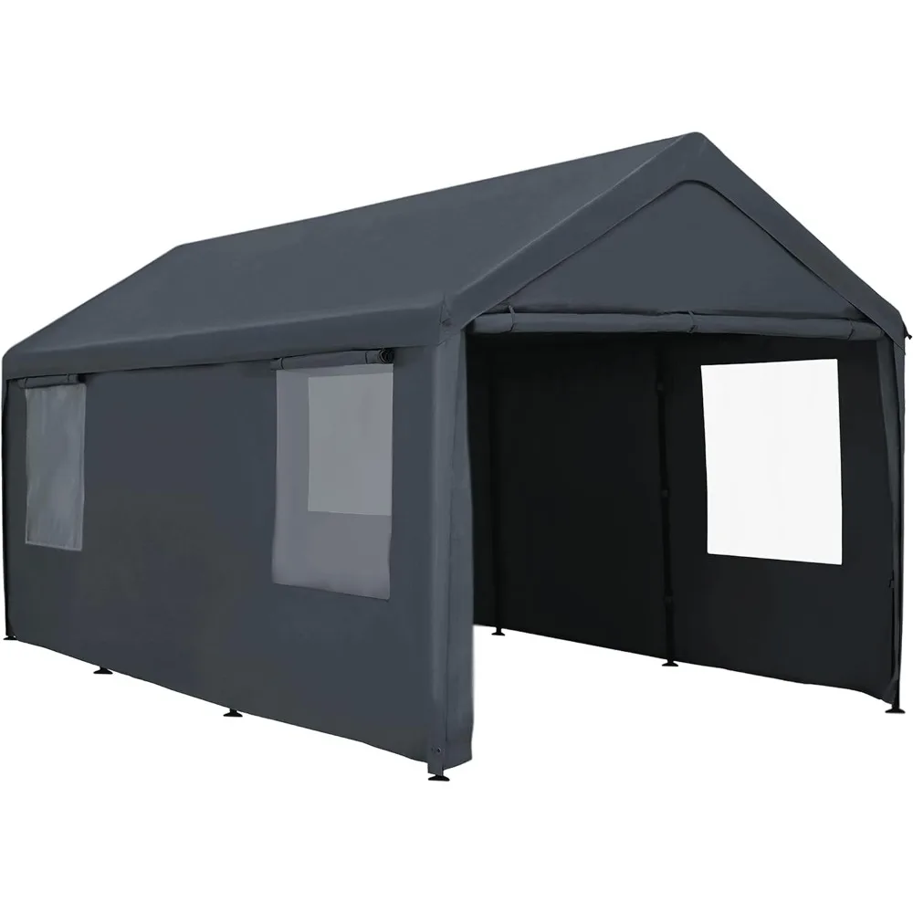 

Carport Garage, 12x20ft Heavy Duty with Removable Sidewalls & Doors, Portable Car Port Garage Shelter for Boat, Carport Garage