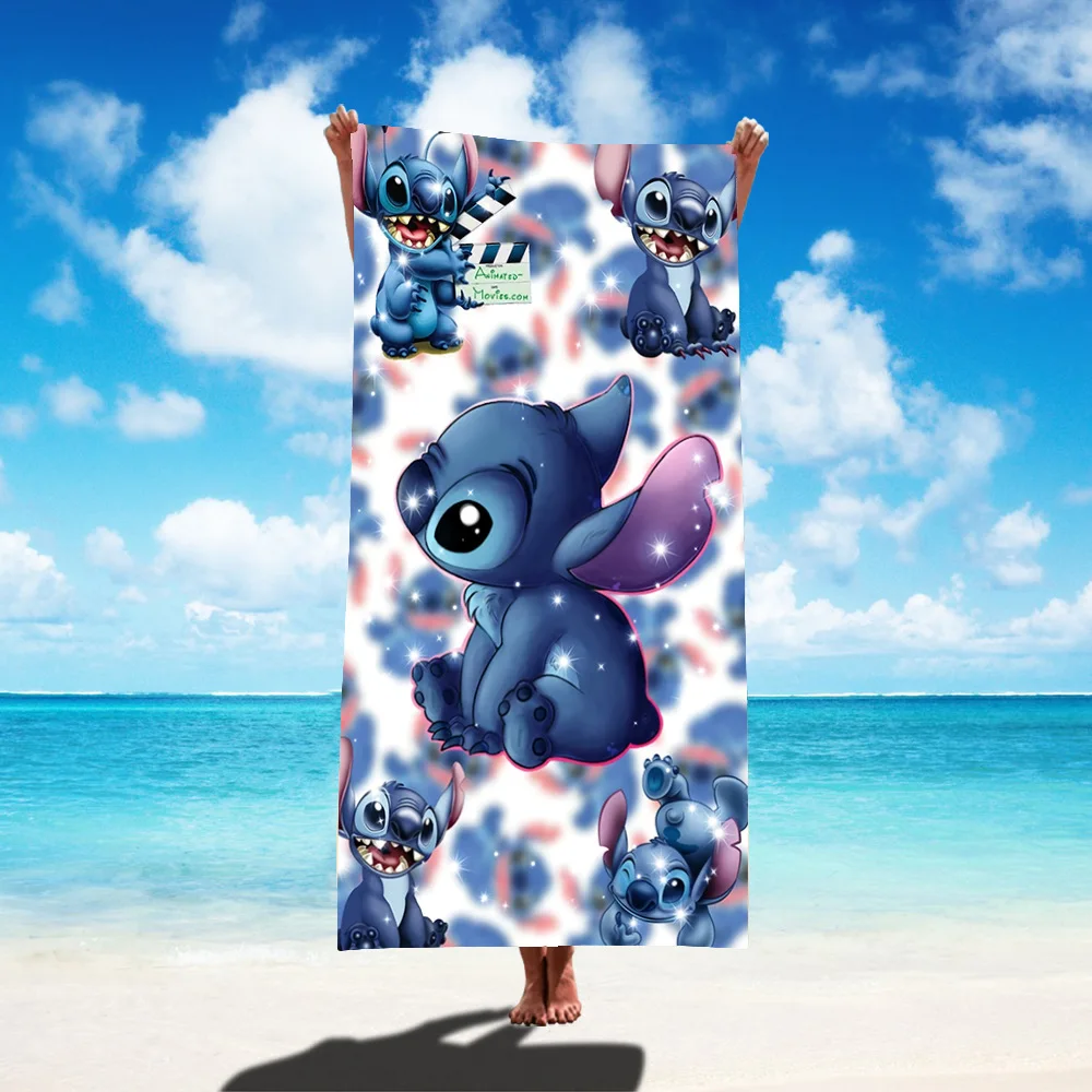 MINISO Stitch Cartoon Bath Towel Anime Figures  Kawaii Kids Beach Towel Summer Swim Shower Washcaloth Bathroom Supplies