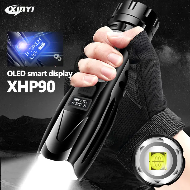 Quad-core LED Flashlight With XHP90/XHP70 Lamp Bead Tactical LED Torch Waterproof 5 Lighting modes Zoomable Camping Hunt light