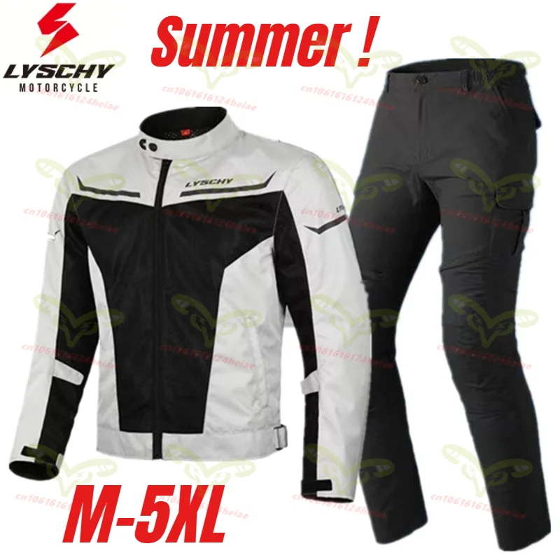 

LYSCHY Летняя дышащая мотоциклетная куртка из сетчатой ткани, светоотражающая мотоциклетная одежда, мужская мотоциклетная куртка CE с защитой от падений, износостойкая мотоциклетная куртка для езды на мотоцикле