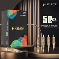 50pcs Mixed Sizes EZ V-Select Cartridge Tattoo Needle kits RL RS M1 CM Disposable Tattoo Needles Kits for Rotary Tattoo Pen