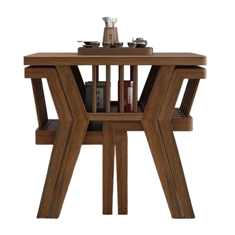 Solid wood balcony family leisure table and chairs, sitting area tea room table and chair combination