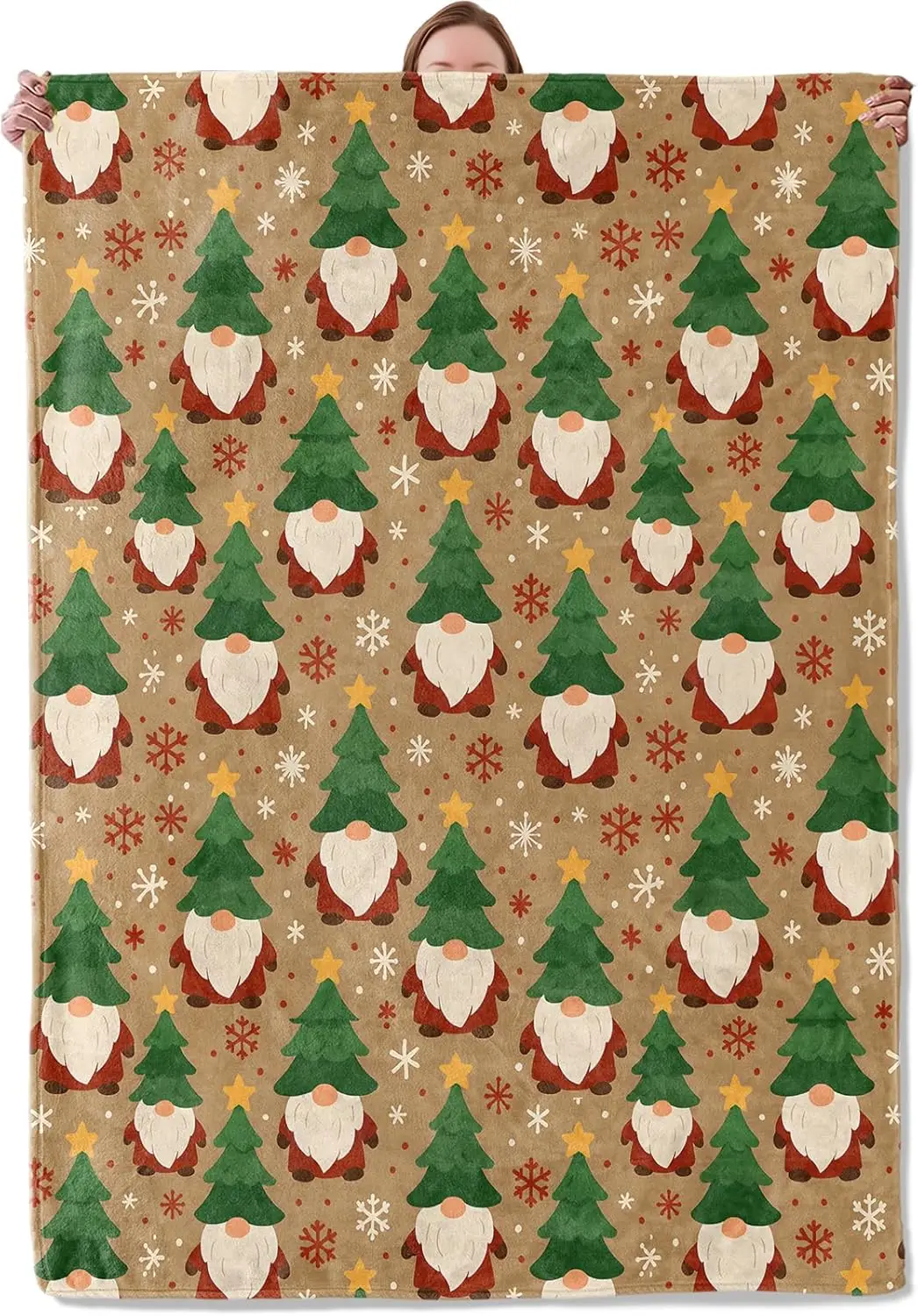 

Christmas Tree Gnome Blanket Gifts for Adults Women Girls Kids,Festive Holiday Elf Flannel Blankets for Bedroom, Camping, Couch