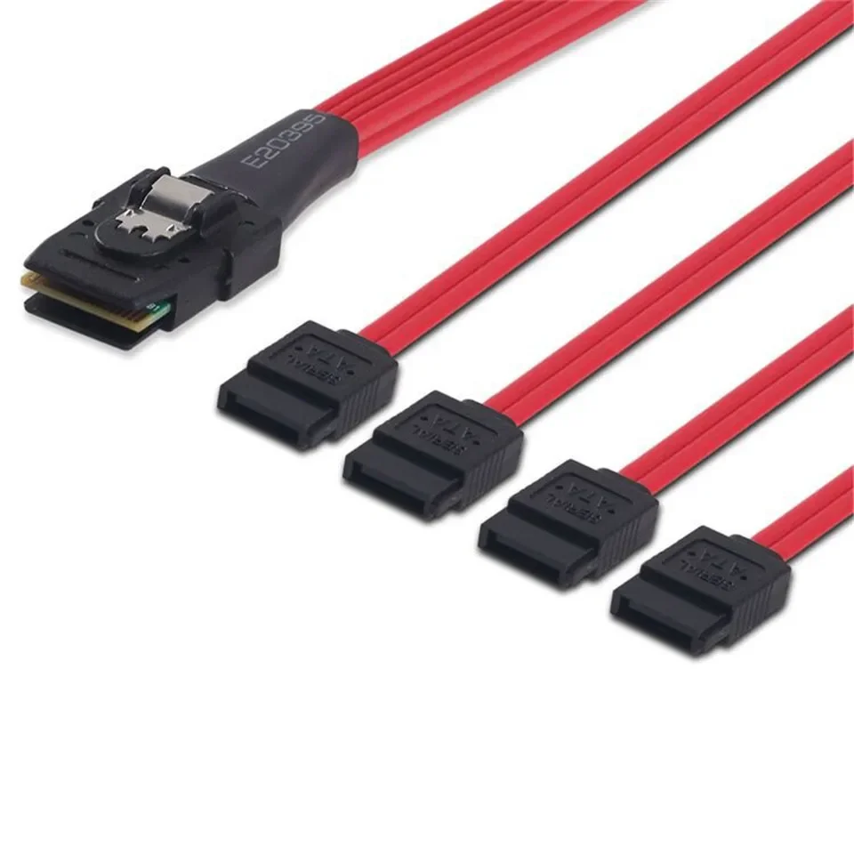 SAS SATA Cable Mini-SAS SFF-8087 To 4 SATA Cable Mini SAS 4i SFF8087 36P To 4 SATA 7P Cable 12Gbps 1/0.5M Hard Drive Data