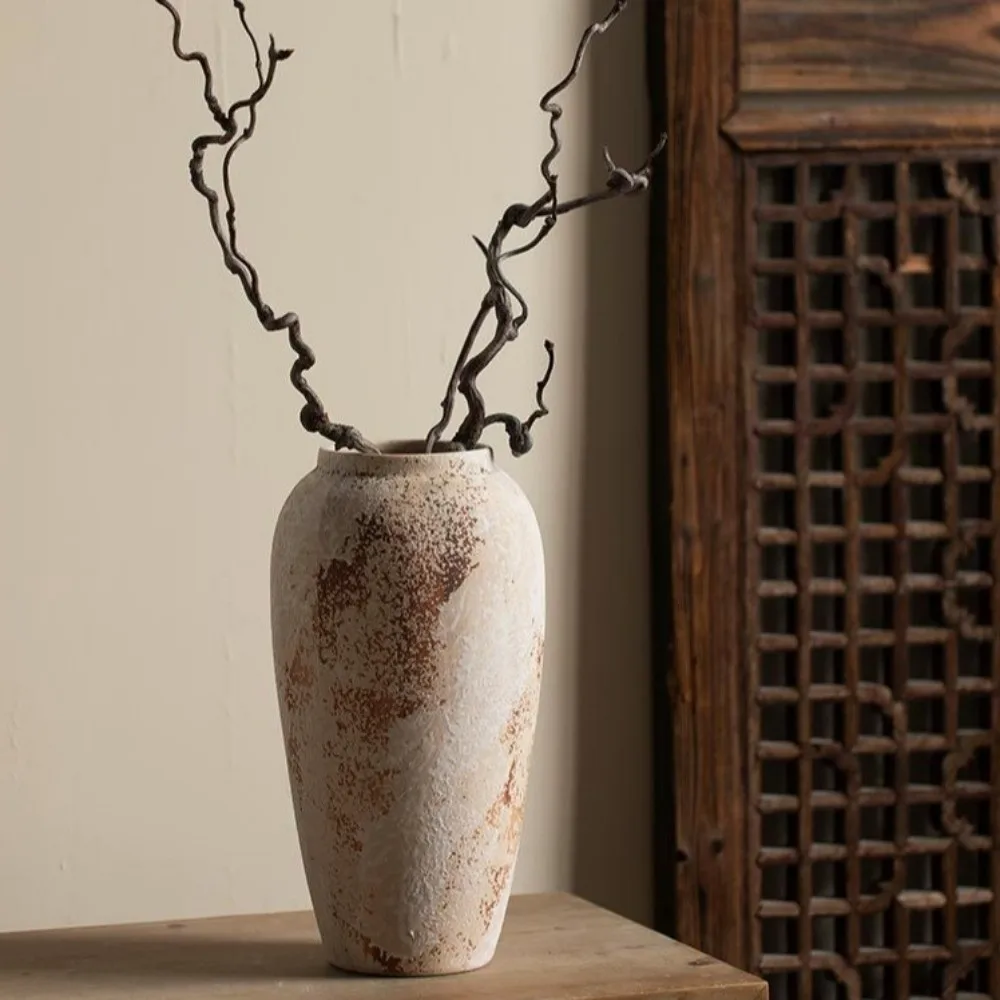 Wabi Sabi Style Ceramic Vase Matte Texture Decorative Flower Pot Unique Speckled Texture Classical Beauty Ceramic Flower Jars