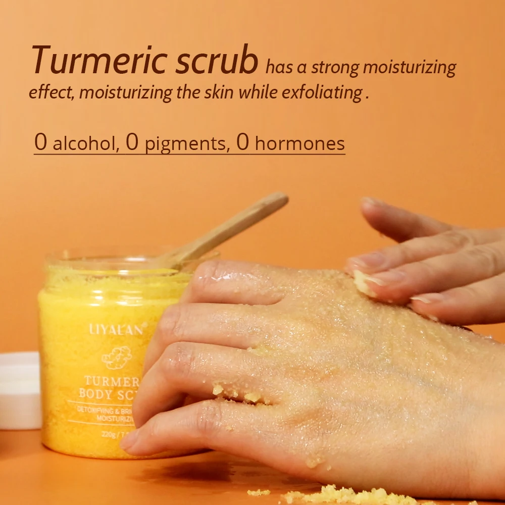 Turmeric Body Scrub Sugar Soften Cutin Brightening Moisturizing Salt Cleaning Skin Smooth Exfoliating