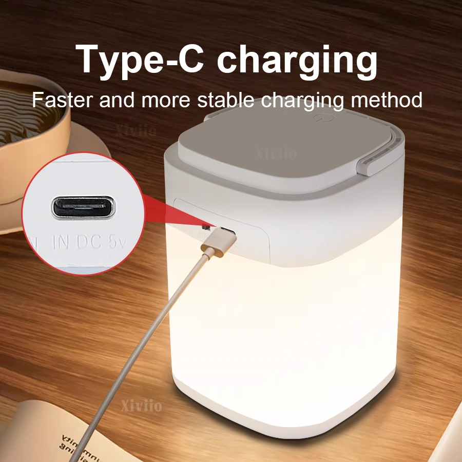 LED ポータブルランタンリモコンナイトライトフック付きキャンプランプタッチ調光可能な寝室の横に投光器作業ランプ