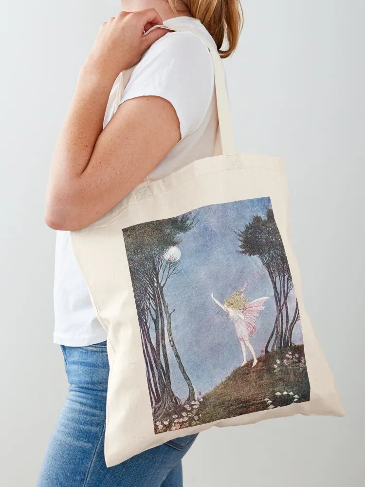 Catching the Moon on a rope of dewdrops - Fairyland - Ida Rentoul Outhwaite Tote Bag sacs de shopping Canvas Tote Bag