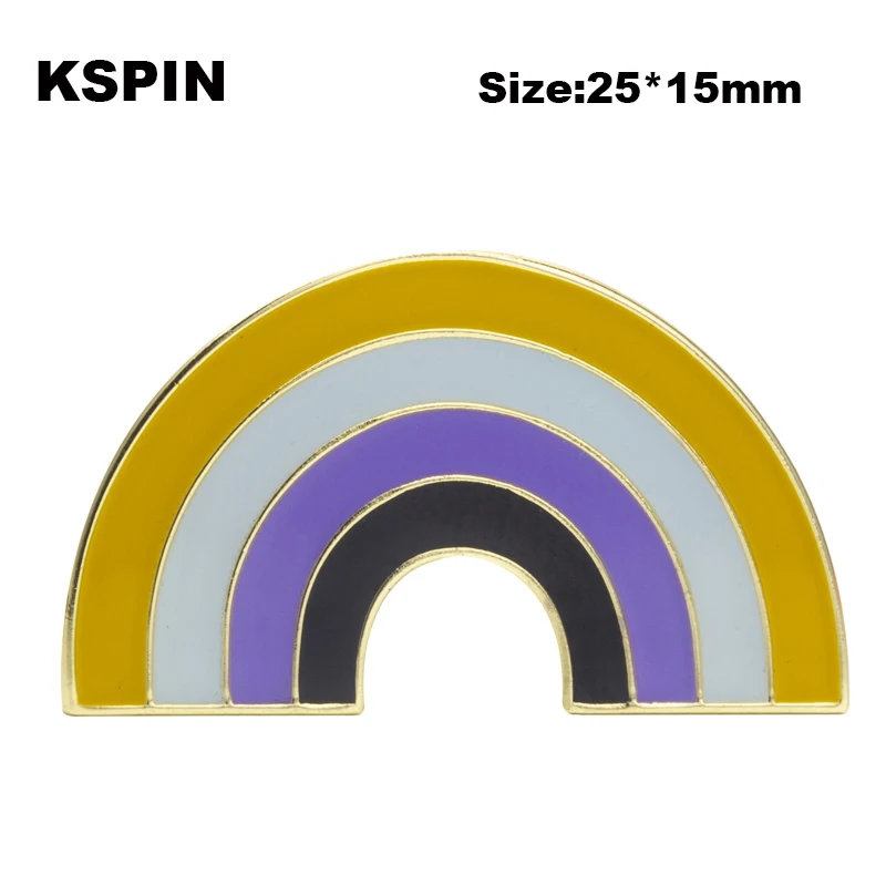 Pinos de lapela não binários do orgulho, esmalte, bandeira do arco-íris, paz, amor, emblema do coração, jóias de celebridades da Internet