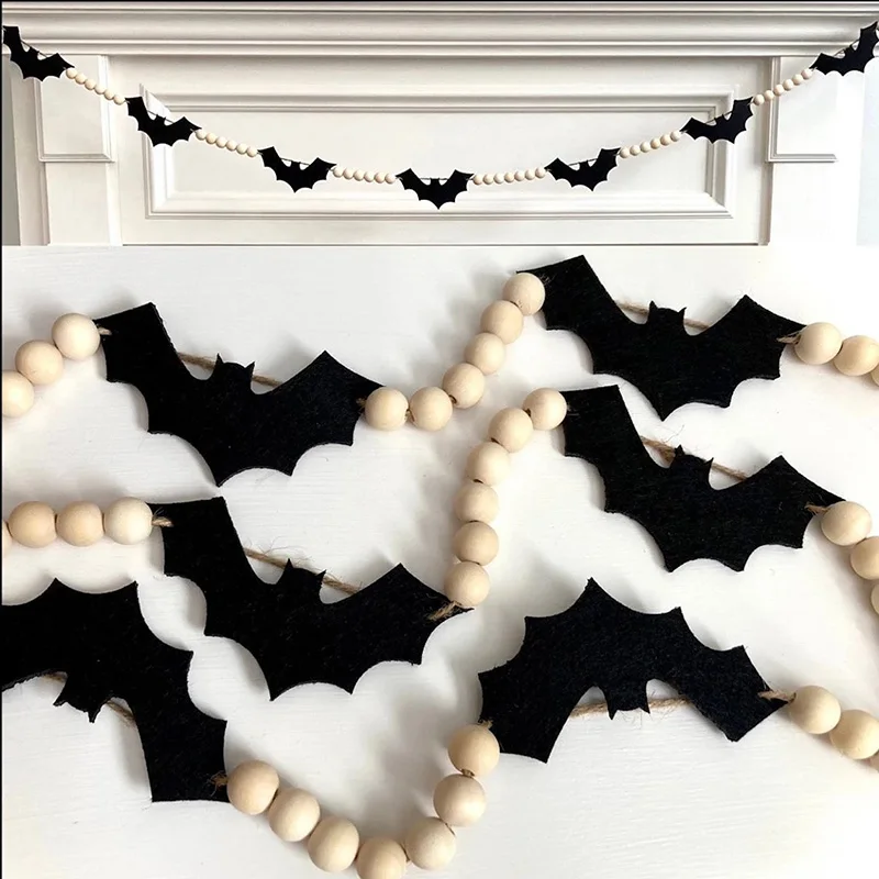 

Bat Garland banner happy Halloween eve Party fall festival Fireplace Mantle Spooky Wall Boho Farmhouse home Decoration Backdrop