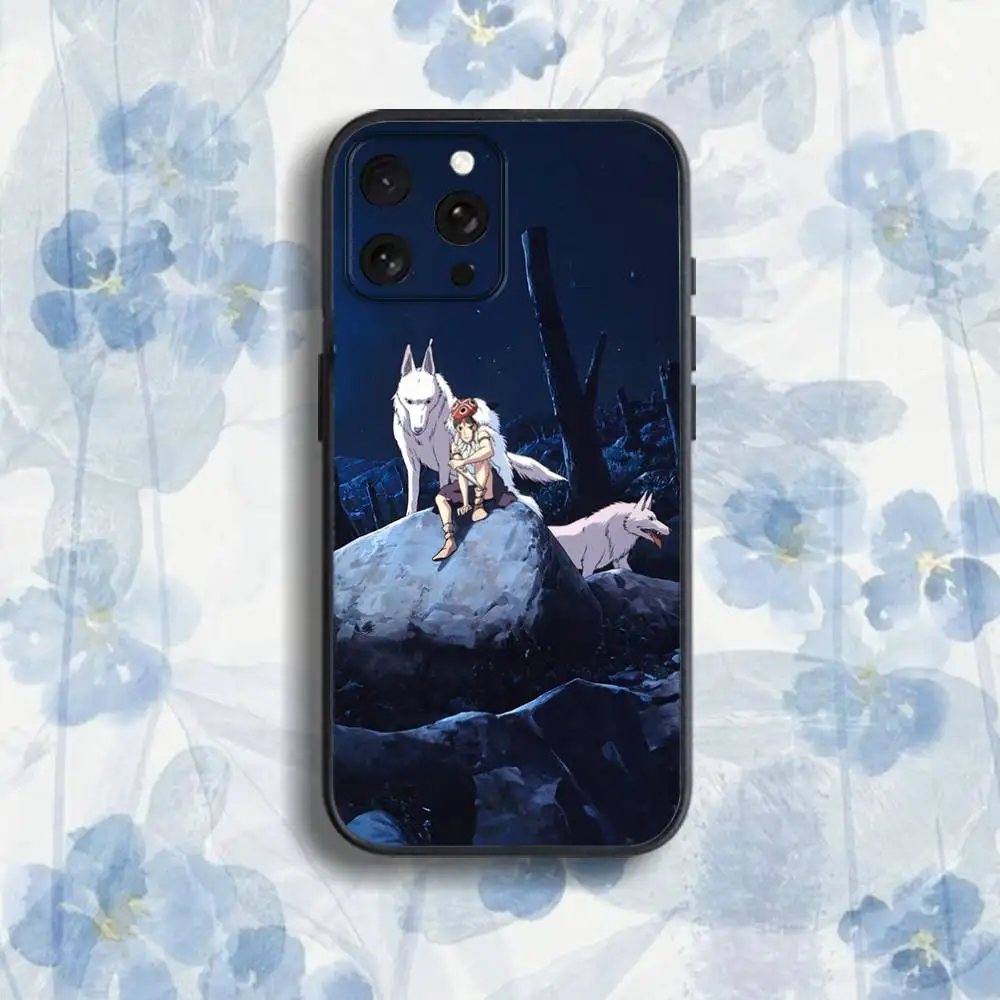 Casing HP M-Mononoke H-Himes Untuk iPhone 17,16,15,14,13,12,Pro,Max,Plus,E,SE4,Air,Mini Hitam Soft Box