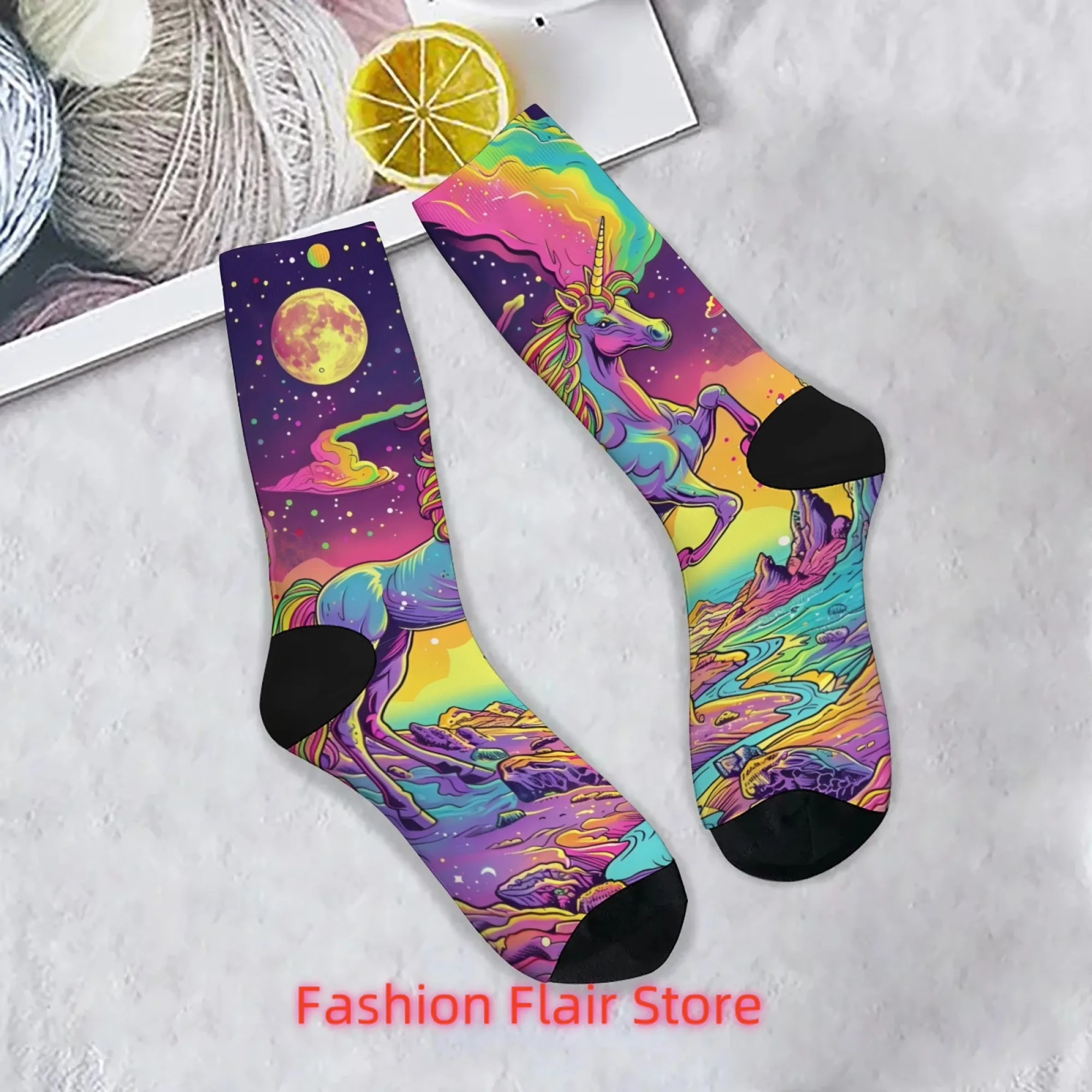 

Мужские носки с принтом единорога, удобные дышащие нескользящие повседневные носки, новинка, уличные носки в стиле Харадзюку в стиле ретро в стиле хип-хоп, забавный подарок