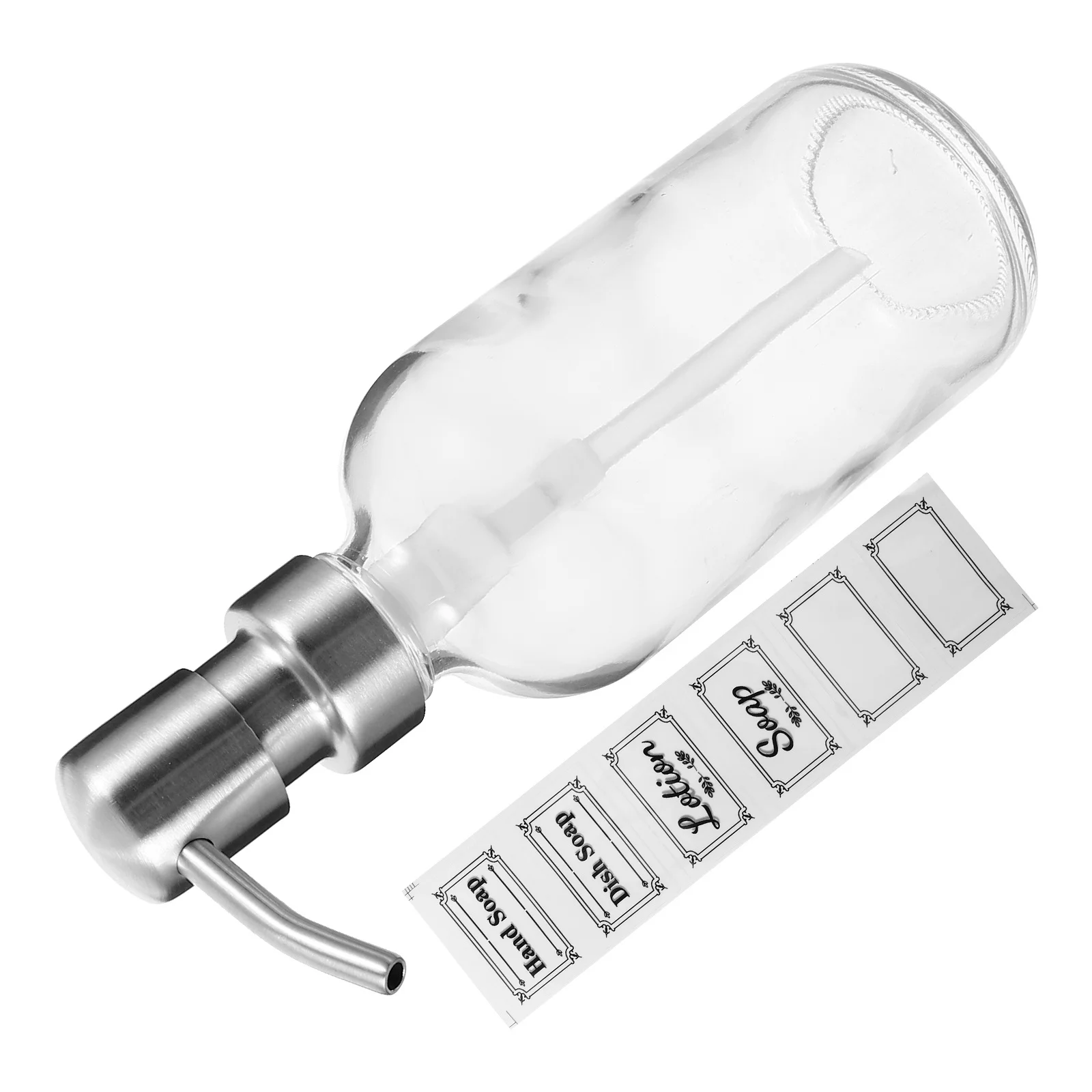 

1Set Press Type Shampoo Dispenser Glass Material Reusable Dish Soap Lotion Containers Sturdy Attractive Home Decor