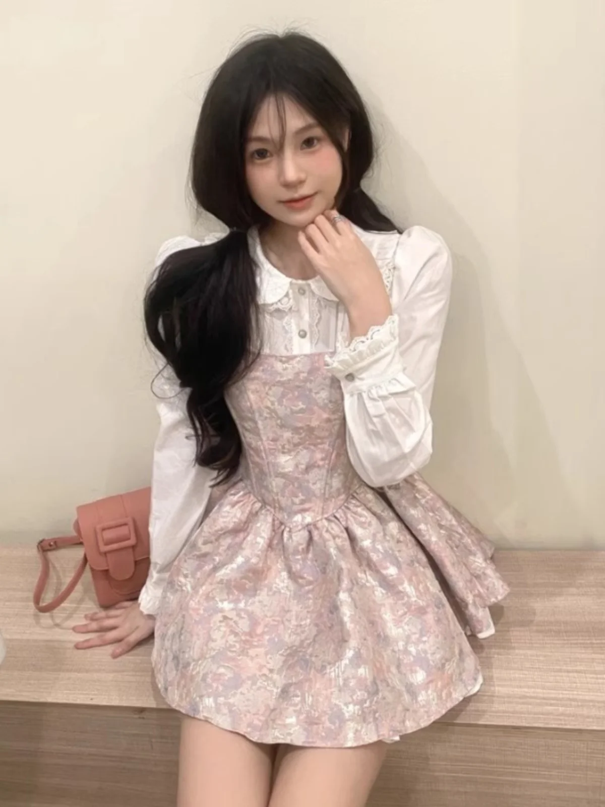 Frühling Neue Faion irt Dr Princ Sle Zwei-Stück Set Taille-Cinching Abnehmen High-End-Gefühl Esca Princ